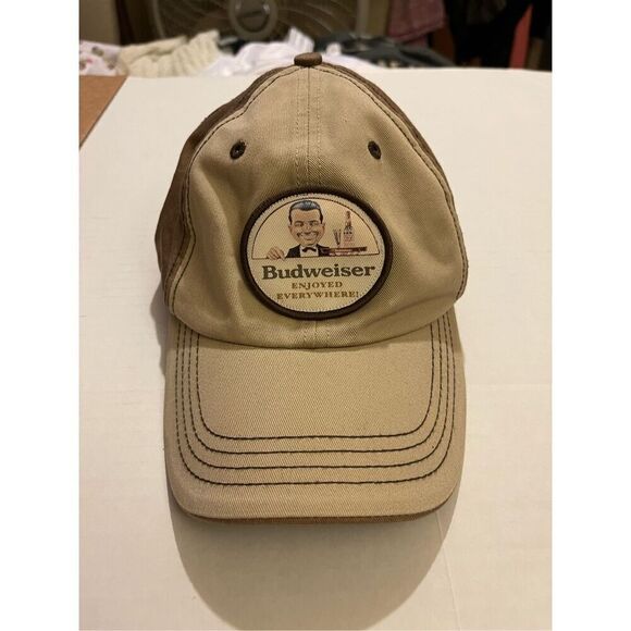 Vintage Brown Budweiser Cap Smiling Charlie - Picture 1 of 4